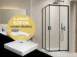 H2O Zuhanykabin, H2O Comfort C szögletes zuhanykabin Nero C tálcával, fekete 90x90 - zuhanykabin