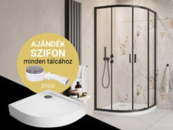 H2O Zuhanykabin, H2O Comfort A íves zuhanykabin Nero A tálcával, fekete 90x90 - zuhanykabin