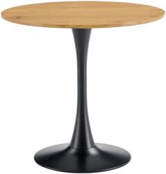 TEMPO KONDELA Étkezőasztal, kerek, tölgy/fekete, átmérő 80 cm, REVENTON NEW - mindigbutor