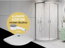 H2O Zuhanykabin, H2O Comfort A íves zuhanykabin Nero A Slim tálcával, króm 90x90 - zuhanykabin