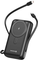 SWISSTEN 22013934 USB-C / Lightning / Magsafe Powerbank Integrált Kábellel 10000 mAh 22.5 W - Fekete