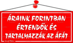Információs tábla, 22, 5x10 cm, Áraink forintban értendők és tartalmazzák az áfát, piros (LUIN017)