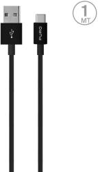 PURO White USB-A USB-C Cable 1m - Black (PWCUSBCBLK) - vexio
