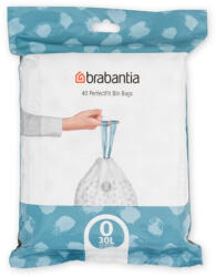 Brabantia Saci de gunoi Brabantia PerfectFit FlatBack+/Bo 1006073, Dimensiune O, 30 L, 40 buc, Alb (1006073) Cos de gunoi