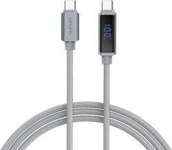 4smarts RGBCord USB-C / USB-C töltő és adatkábel digitális kijelzővel, 100W, 1.5m, szürke (4S541439)