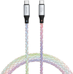 4smarts RGBCord USB-C / USB-C töltő és adatkábel, RGB világítással, 60W, 1.5m, színes (4S541440)