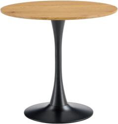 TEMPO KONDELA Étkezőasztal, kerek, tölgy/fekete, átmérő 80 cm, REVENTON NEW - sprintbutor