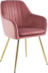 TEMPO KONDELA Dizájn fotel, rózsaszín Velvet szövet/gold króm-arany, ADLAM NEW