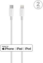 Puro Elektrik Puro Plain Cable for Apple with MFI USB-C - Lightning 2.0 2.4A 2m - White (CAPLTUSBC2MTWHI) - pcone