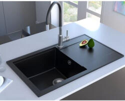 MOFÉM Zenit 78 1B1D Metál fekete gránit mosogató 1 medence + csepptálca 780x460mm (760012802N3)
