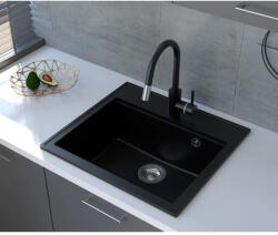 MOFÉM Zenit 1B Metál fekete gránit mosogató 1 medencés 560x510mm (760012801N3)