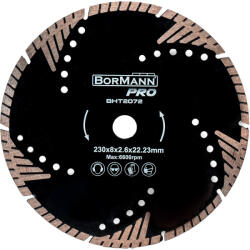 Bormann Gyémánt vágótárcsa TRIANGLE TURBO Φ230x2.6x22.2mm 8mm (BHT2072)