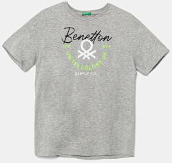 Benetton gyerek pamut póló szürke, nyomott mintás, 3I1XC10OO - szürke 140