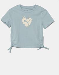 PUMA gyerek pamut póló FLAMING LOVE Knotted Tee türkiz, 685108 - türkiz 176
