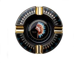 Lubinski Cigar Lubinski kerámia szivar hamutál 4 szál szivar részére - Fekete - indián fejdísz mintával (YJA-20031-BK)