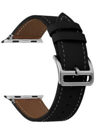 Apple Watch 4-6, SE, SE (2022) (38 / 40 mm) / Watch 7-9 (41 mm) / Watch 10 (42 mm), valódi bőr pótszíj, állítható, fekete