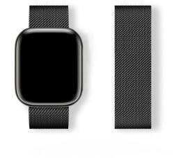 Apple Watch 4-6, SE, SE (2022) (38 / 40 mm) / Watch 7-9 (41 mm) / Watch 10 (42 mm), fém pótszíj, mágneses zár, milánói stílus, fekete