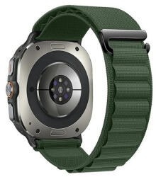 Samsung Galaxy Watch Ultra (47mm) SM-L705, textíl pótszíj, állítható, sötétzöld