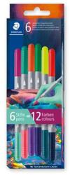 STAEDTLER Filctoll készlet, 1/3 mm, kétvégű, kimosható, STAEDTLER® "3280", Multiverzum 1, 6 különböző szín (TS3280C6E21) - tintasziget