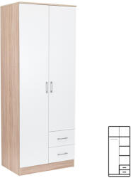 Leziter Miami gardróbszekrény 80x205 cm fehér-sonoma tölgy (LMGSZ80FST) - csakkert