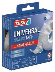 tesa Ragasztószalag, kétoldalas, visszaszedhető, átlátszó, 30 mm x 3 m, TESA "Universal Nanotape (TE55810)
