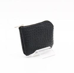 Amnisu sötétzöld / krokkómintás egy cipzáras bőr kulcstartó a7006