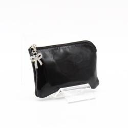 Amnisu fekete lakk egy cipzáras bőr kulcstartó a8002