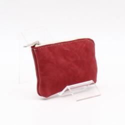 Amnisu piros gyűrt / bézs egy cipzáras bőr kulcstartó a5011