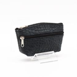 Amnisu sötétzöld / krokkómintás kettő cipzáras bőr kulcstartó b7006