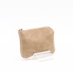 Amnisu sötét bézs egy cipzáras bőr kulcstartó a9003