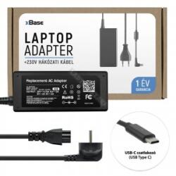 xBase 20V 3.25A // 15V 3A // 9V 2A // 5V 2A (65W) USB-C (Type-C) töltő (xBase-ADLX65YDC3A)