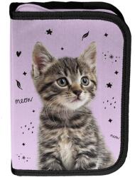 PASO egyrekeszes kihajtható tolltartó felszerelés nélkül, cicás, lila - fekete