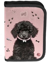 PASO kihajtható tolltartó egyrekeszes, felszerelés nélkül, kutyás, rózsaszín