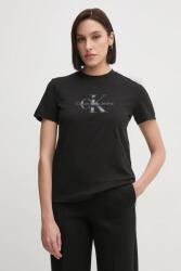 Calvin Klein Jeans pamut póló női, fekete, J20J224983 - fekete S