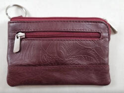 Plazabox Kulcstartó bordó színű valódi bőr cipzáras (fr-251-bordo)