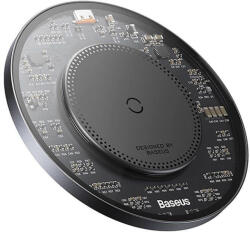 Baseus Simple 2 Wireless Qi induktív töltő, 15W USB-C - USB-C kábellel (fekete) [BAS624507]