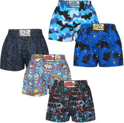 Styx 5PACK gyermek bő szárú boxeralsók Styx art klasszikus gumipánt többszínű (5J1790146) 6-8 éves