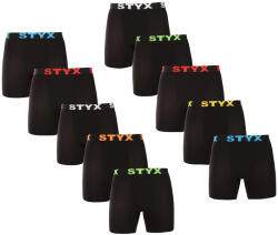Styx 10PACK férfi boxeralsó Styx hosszú sportos gumipánt fekete (10UN9601) XXL