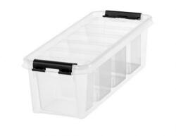 Smartstore Műanyag tárolódoboz, fekete fogantyúkkal, 4 rekeszes, SMARTSTORE Classic 4, átlátszó