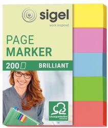 Sigel Jelölőcímke, papír, 5x40 lap, 12x50 mm, SIGEL Brilliant Mini, vegyes szín - officeland
