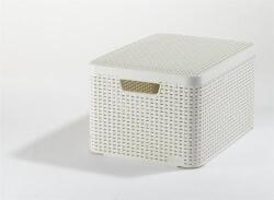 Keter Rattan hatású kosár tetővel, 30l, törtfehér, CURVER Style L - officeland