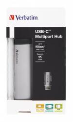 Verbatim USB elosztó-HUB, 4 port, 2 db USB 3.0, USB-C, HDMI, VERBATIM