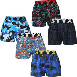Styx 5PACK Gyermek bő szárú boxeralsók Styx art sportos gumipánt többszínben (5BJ1790146) 9-11 éves