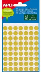 APLI Etikett, 8 mm kör, kézzel írható, színes, APLI, sárga, 288 etikett/csomag - officeland