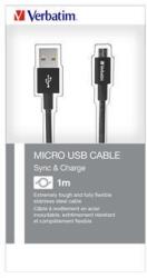 Verbatim USB kábel, USB - micro USB, 1 m, VERBATIM, fekete