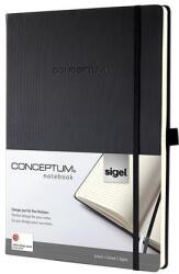 Sigel Jegyzetfüzet, exkluzív, A4, vonalas, 97 lap, keményfedeles, SIGEL Conceptum, fekete