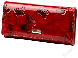 GREGORIO lakk bőr pénztárca BTS-106 piros lepkés