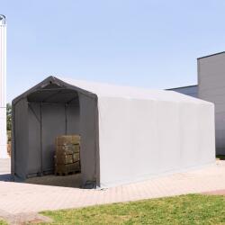 TOOLPORT Ponyva csarnok, 4x10m, PVC ponyva, szürke, statikai megerősítéssel (föld alap) Ponyva raktár - (93853)