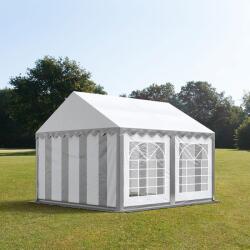 TOOLPORT Parti sátor, 4x4m, PVC ponyva, szürke-fehér Sörsátor, Rendezvény sátor - (6132)