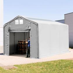 TOOLPORT Ponyva csarnok, 4x6m, PVC ponyva, szürke, statikai megerősítéssel (föld alap) Ponyva raktár - (93848)
